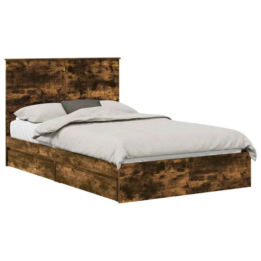 Lit de Rangement Chêne fumé 120 x 190 cm Bois d'ingénierie - 2