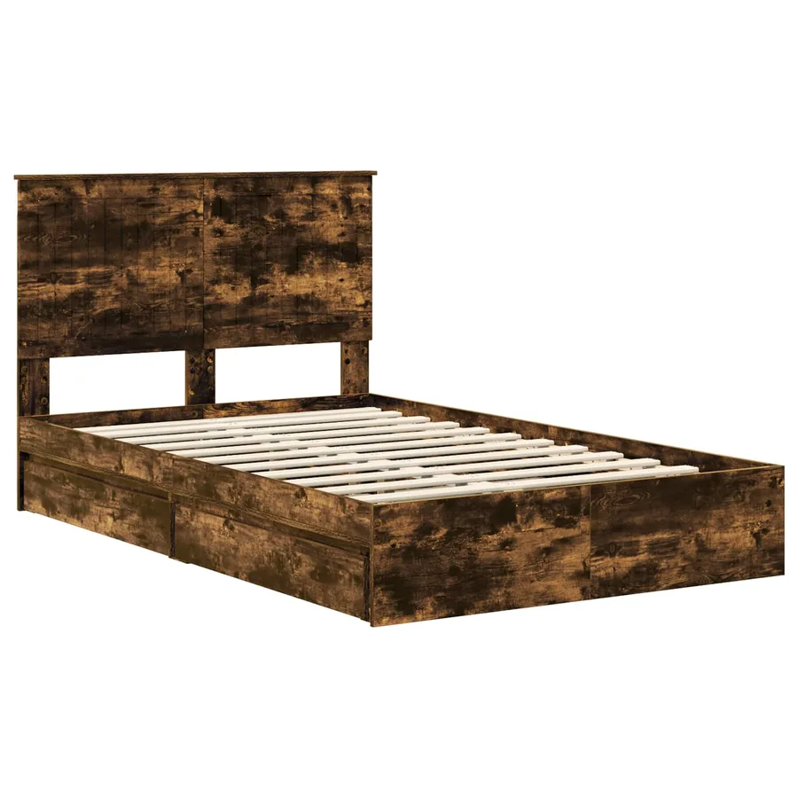 Lit de Rangement Chêne fumé 120 x 190 cm Bois d'ingénierie - 4