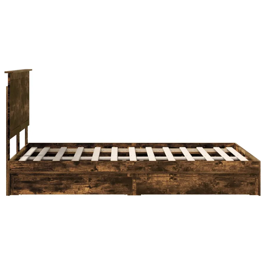 Lit de Rangement Chêne fumé 120 x 190 cm Bois d'ingénierie - 9