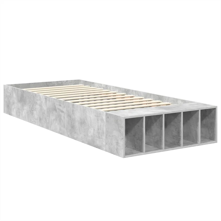 Cadre de lit Gris béton 90 x 190 cm Bois d'ingénierie - 5