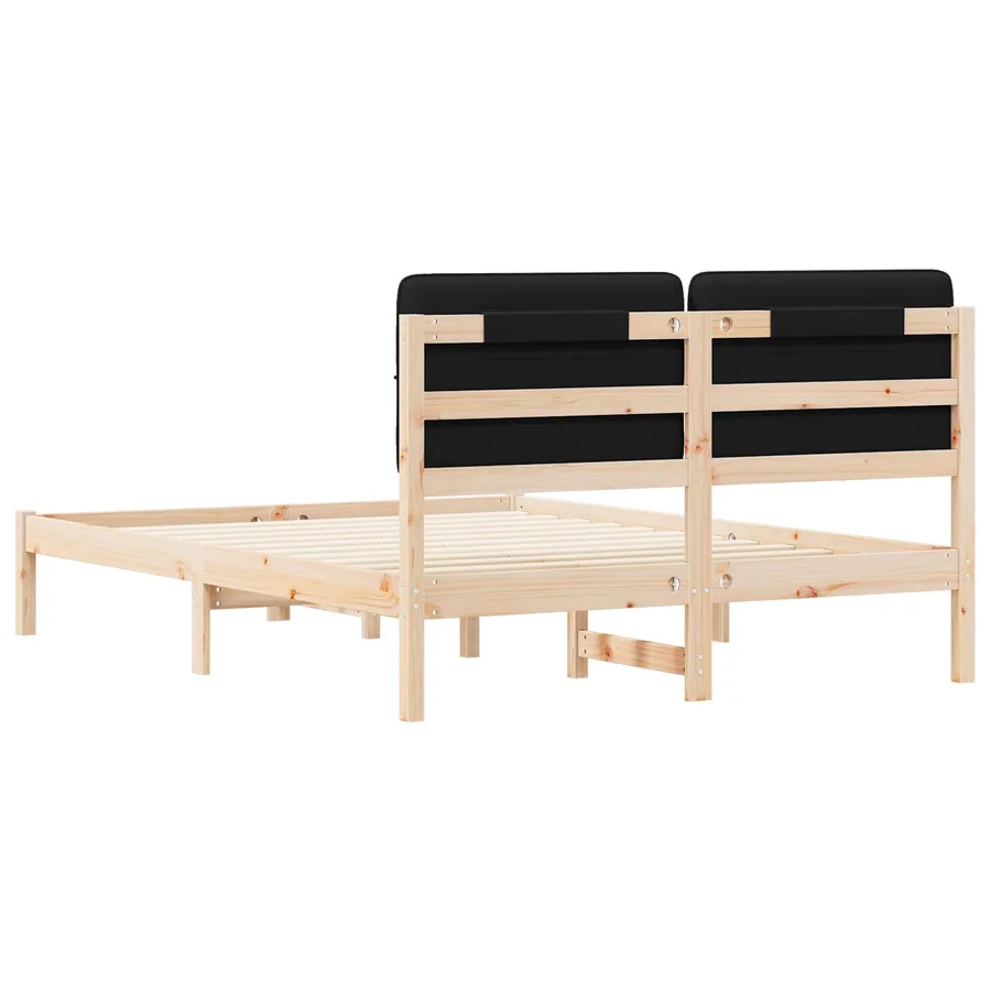 Cadre de lit avec tête de lit rembourrée Noir 140 x 190 cm - 7