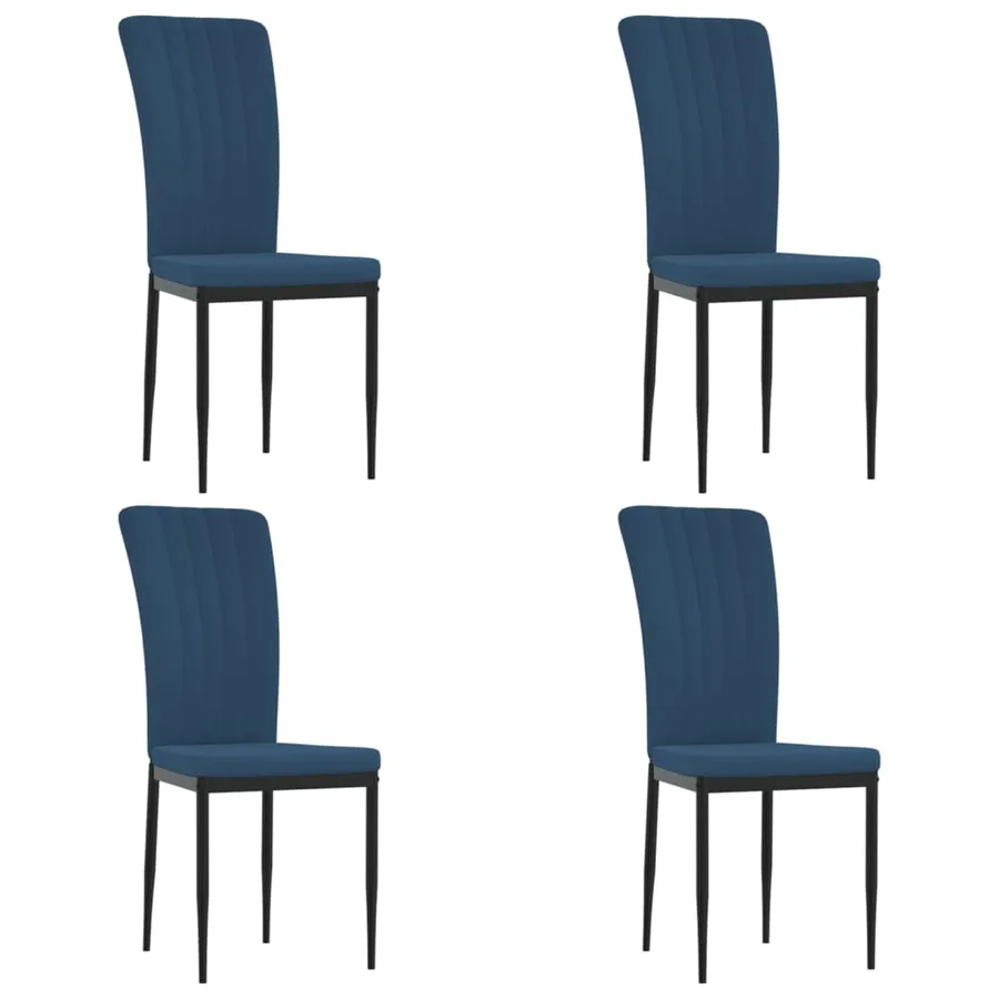 Chaises à manger lot de 4 Bleu Velours - 2