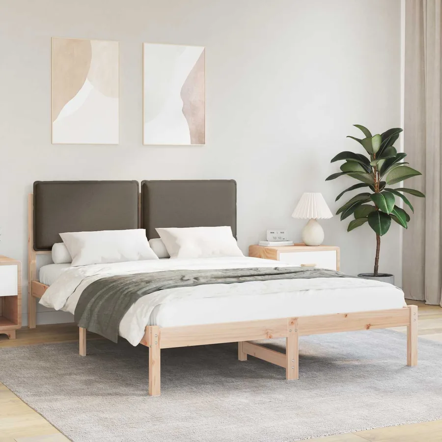 Cadre de lit avec tête de lit rembourrée Taupe 120 x 190 cm