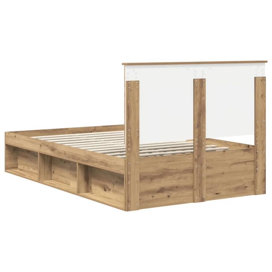 Cadre de lit Chêne artisan 120 x 190 cm Bois de pin massif - 9