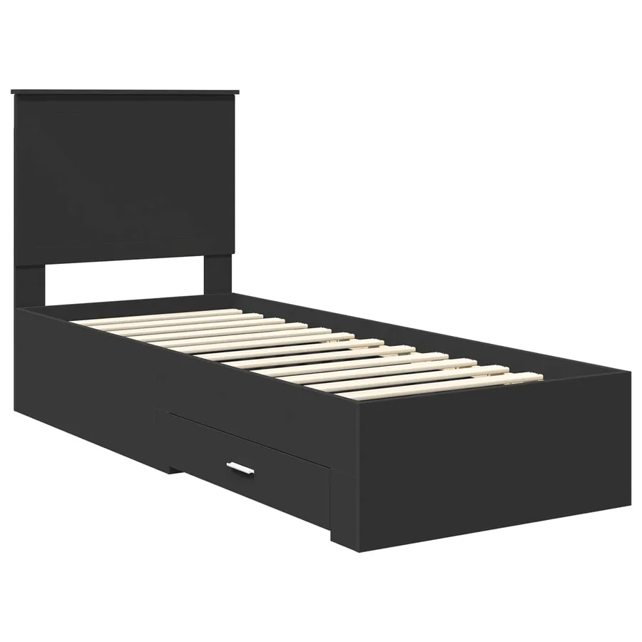 Cadre de lit Noir et argent 70 x 190 cm Bois d'ingénierie - 4