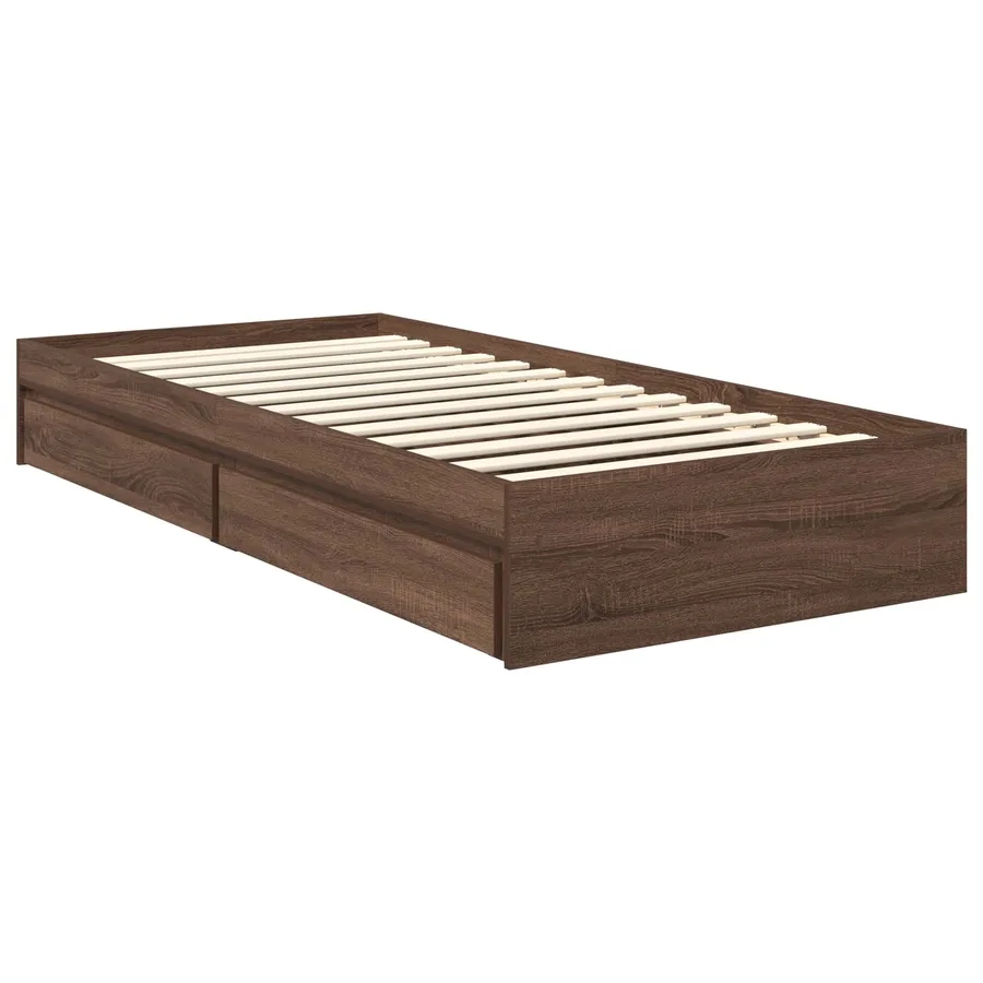 Lit de Rangement Chêne brun 90 x 190 cm Bois d'ingénierie - 6
