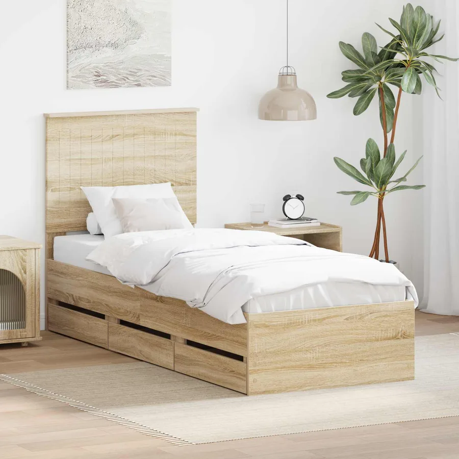 Cadre de lit Chêne Sonoma 75 x 190 cm Bois Ingénierie