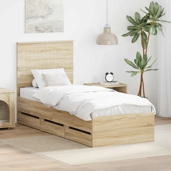 Cadre de lit Chêne Sonoma 75 x 190 cm Bois Ingénierie