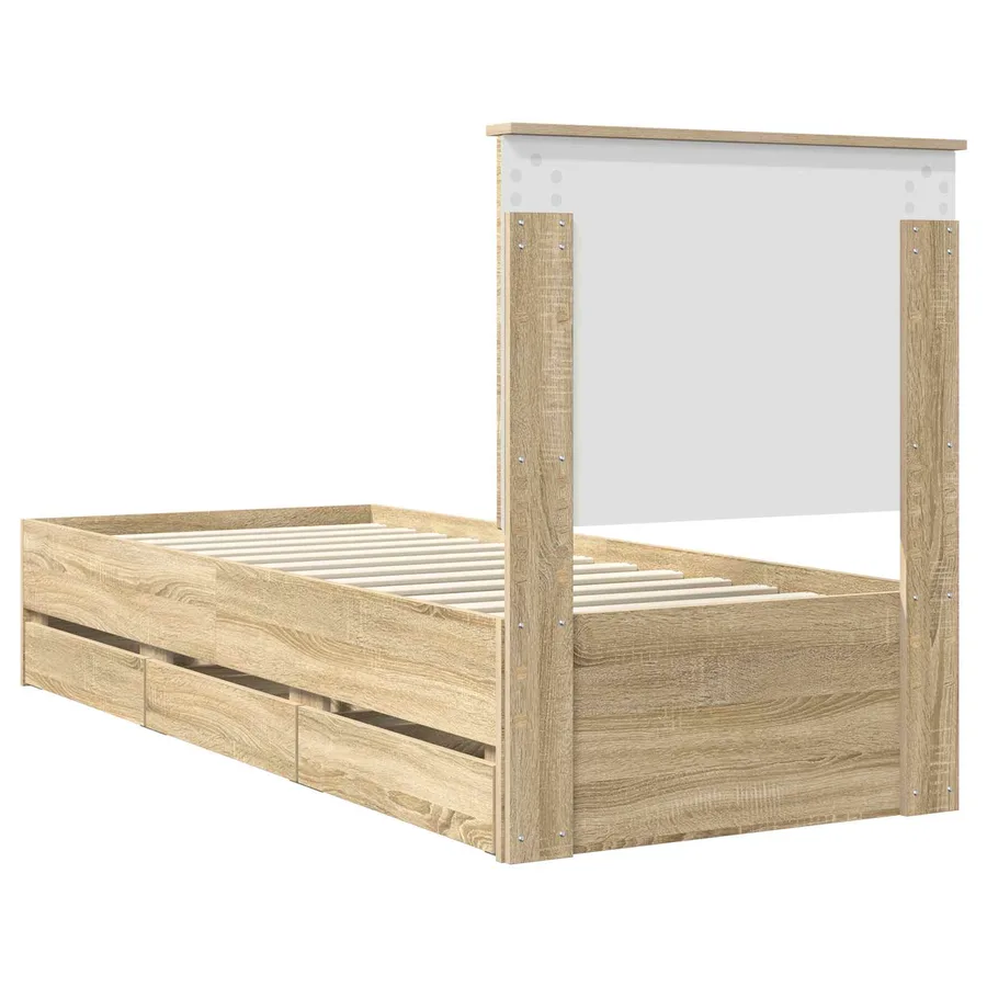 Cadre de lit Chêne Sonoma 75 x 190 cm Bois Ingénierie - 10