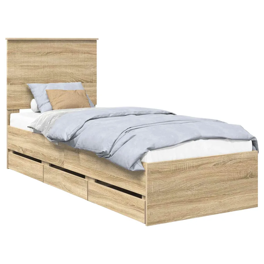 Cadre de lit Chêne Sonoma 75 x 190 cm Bois Ingénierie - 2