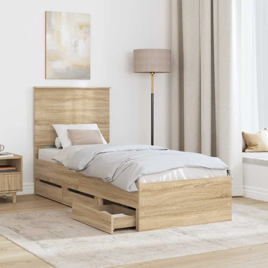 Cadre de lit Chêne Sonoma 75 x 190 cm Bois Ingénierie - 3