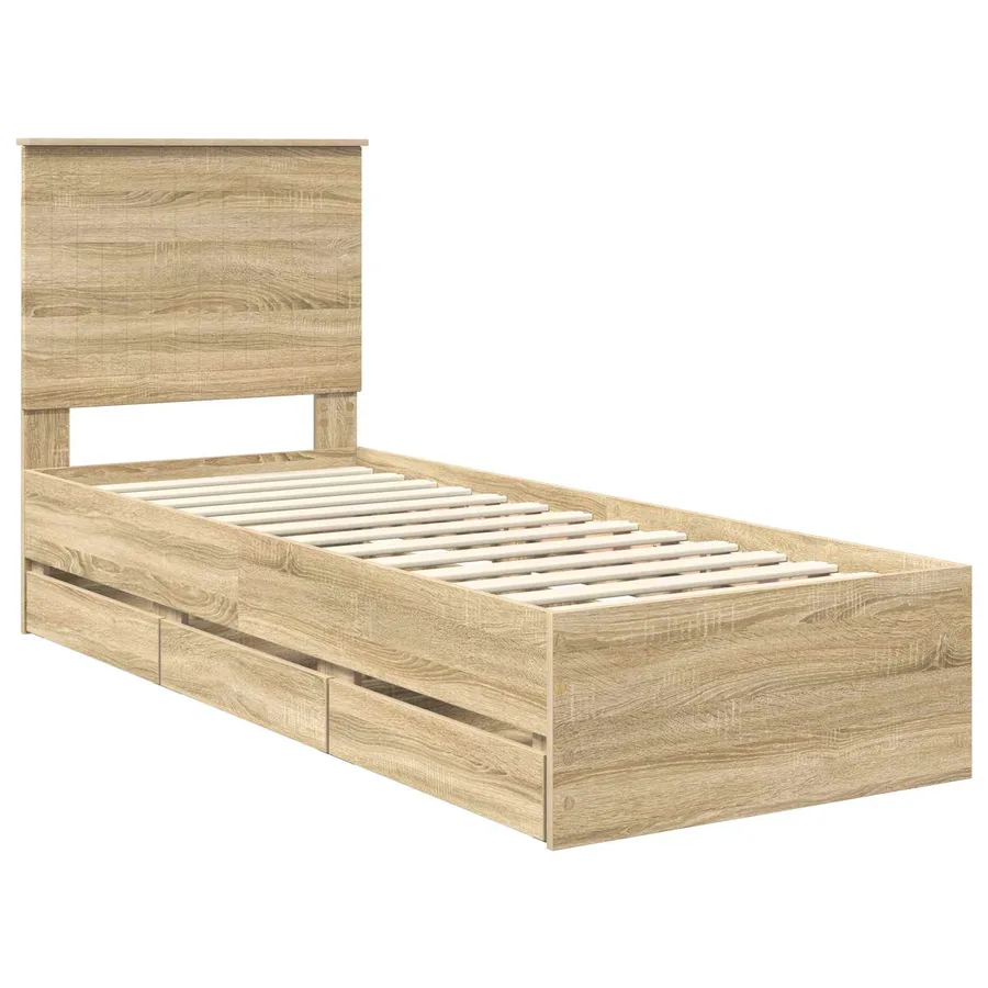 Cadre de lit Chêne Sonoma 75 x 190 cm Bois Ingénierie - 4