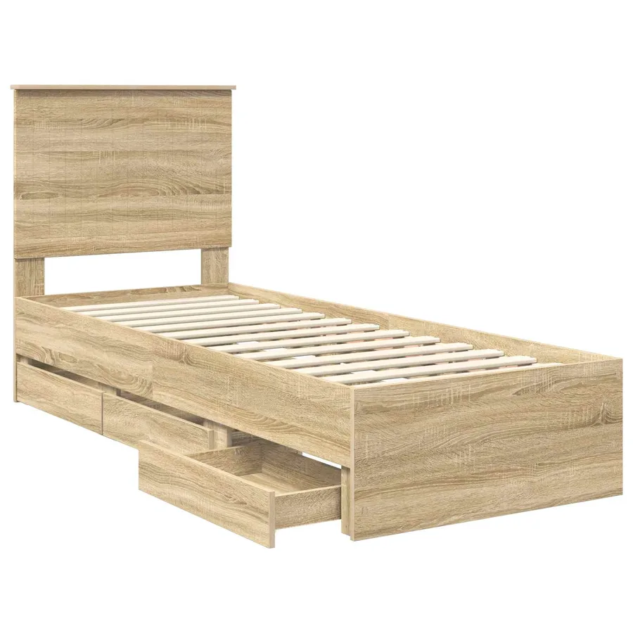 Cadre de lit Chêne Sonoma 75 x 190 cm Bois Ingénierie - 5
