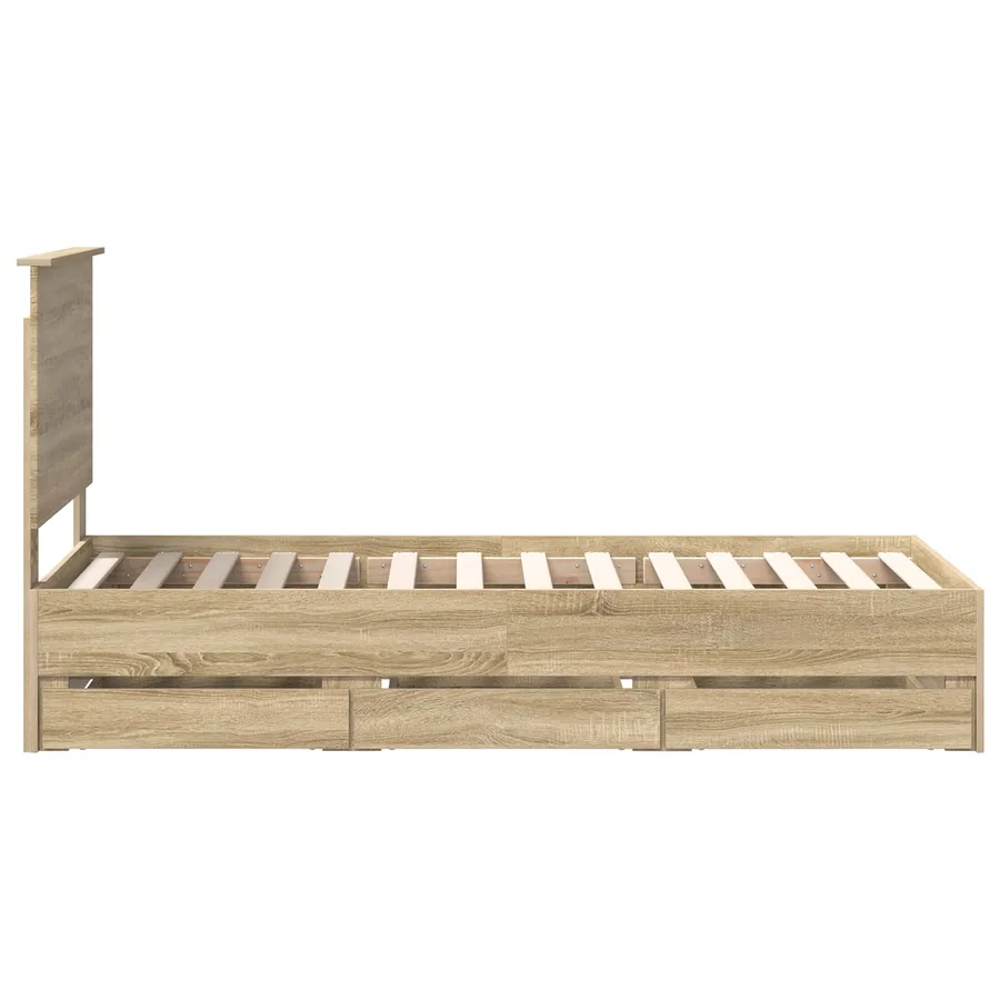 Cadre de lit Chêne Sonoma 75 x 190 cm Bois Ingénierie - 9