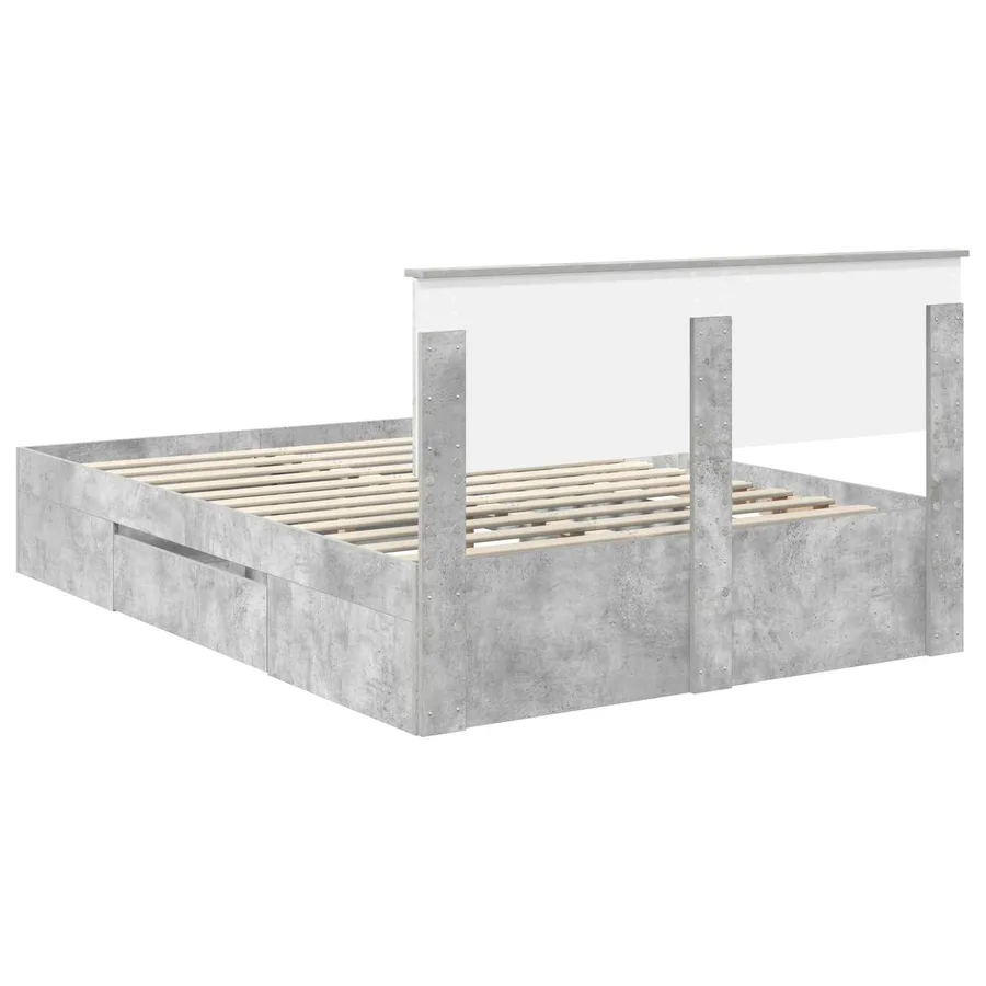 Cadre de lit Gris béton 150 x 200 cm Bois d'ingénierie - 10