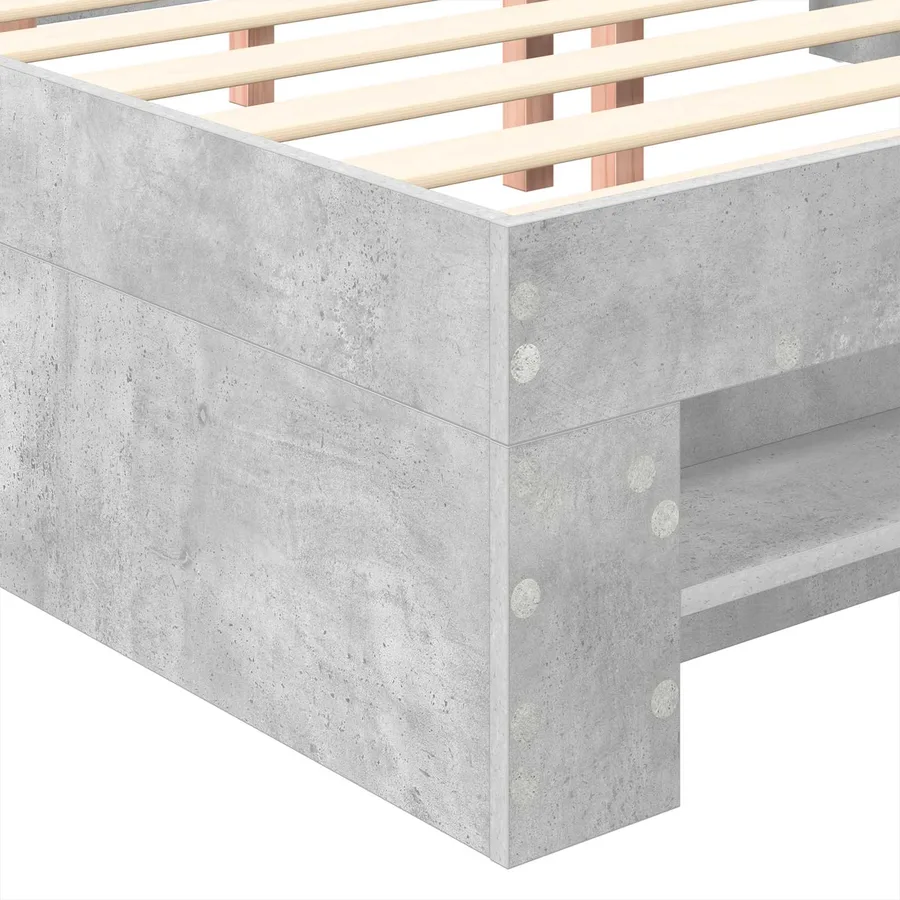 Cadre de lit Gris béton 150 x 200 cm Bois d'ingénierie - 11