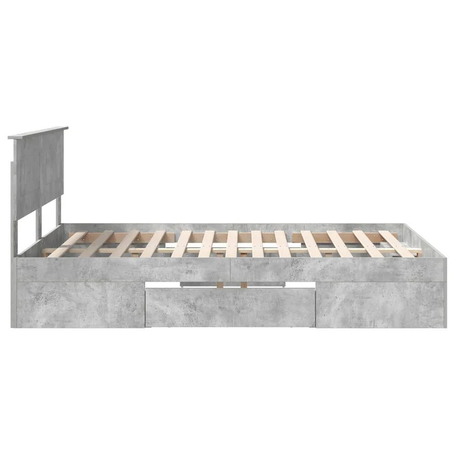 Cadre de lit Gris béton 150 x 200 cm Bois d'ingénierie - 9