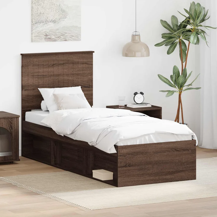 Cadre de lit Chêne brun 75 x 190 cm Bois de pin massif