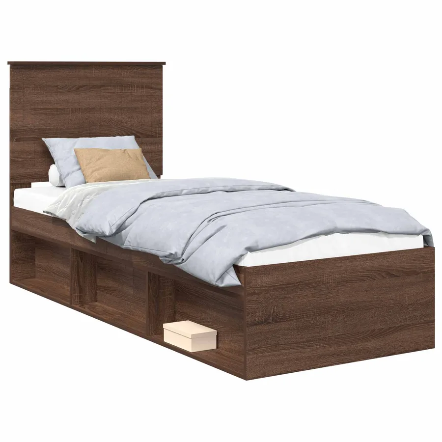 Cadre de lit Chêne brun 75 x 190 cm Bois de pin massif - 2