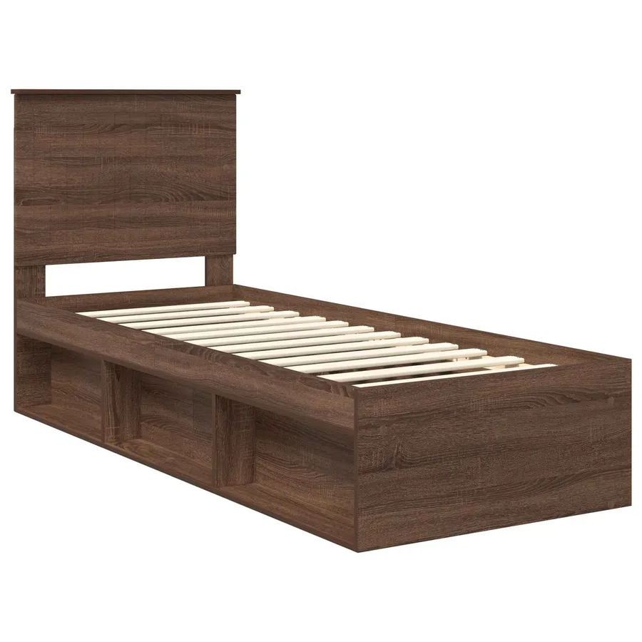Cadre de lit Chêne brun 75 x 190 cm Bois de pin massif - 4