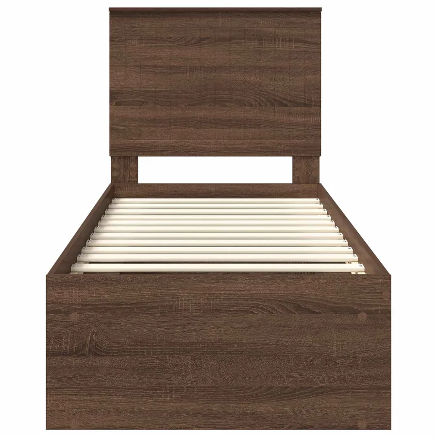 Cadre de lit Chêne brun 75 x 190 cm Bois de pin massif - 7