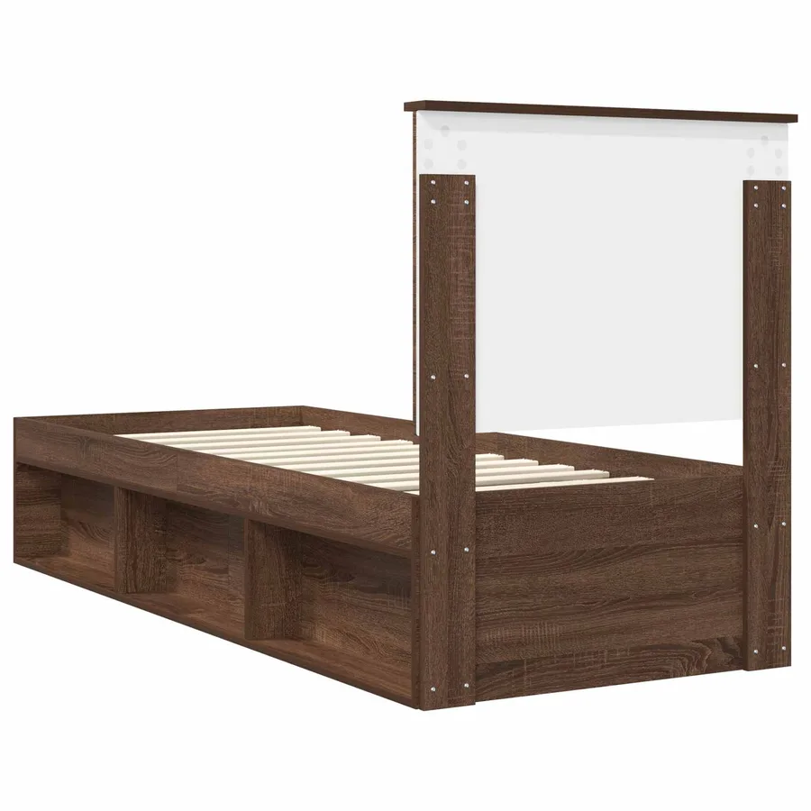 Cadre de lit Chêne brun 75 x 190 cm Bois de pin massif - 9