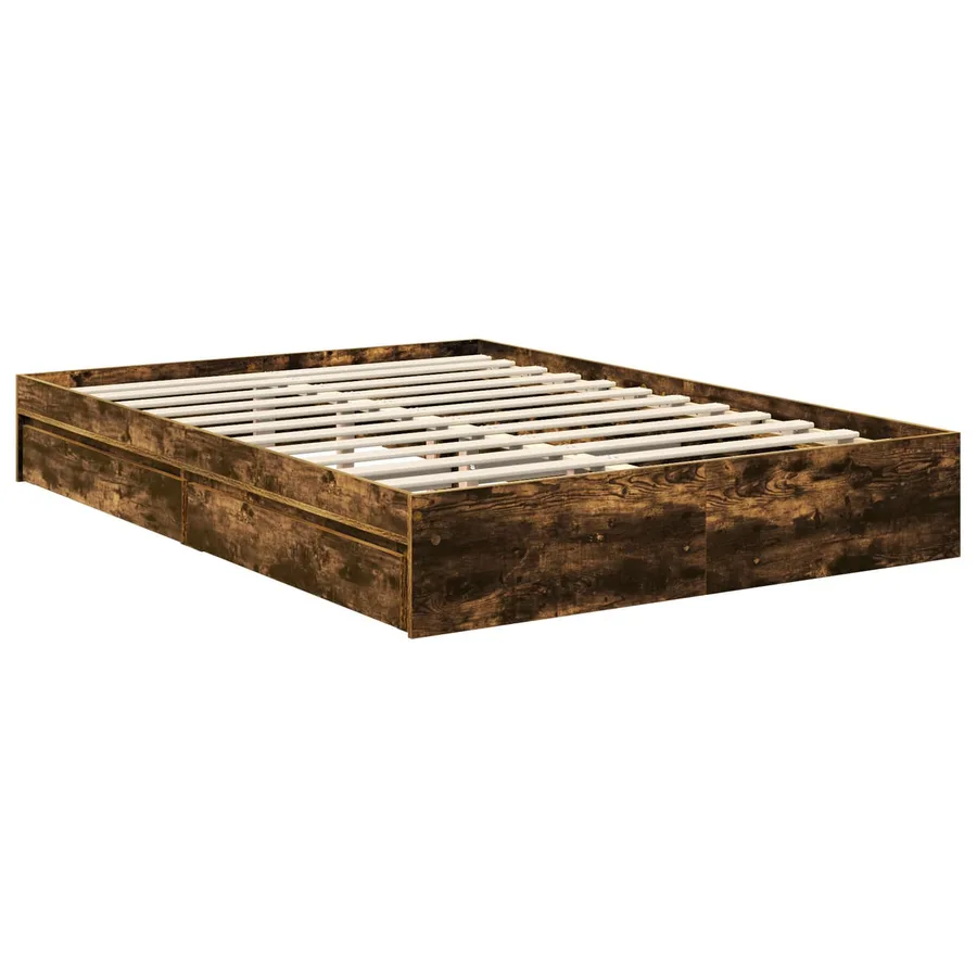 Lit de Rangement Chêne fumé 135 x 190 cm Bois d'ingénierie - 6