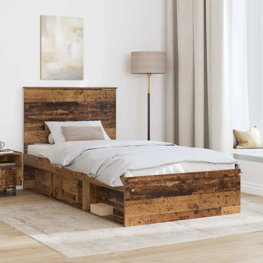 Cadre de lit Bois ancien 100 x 200 cm Bois de pin massif - 3