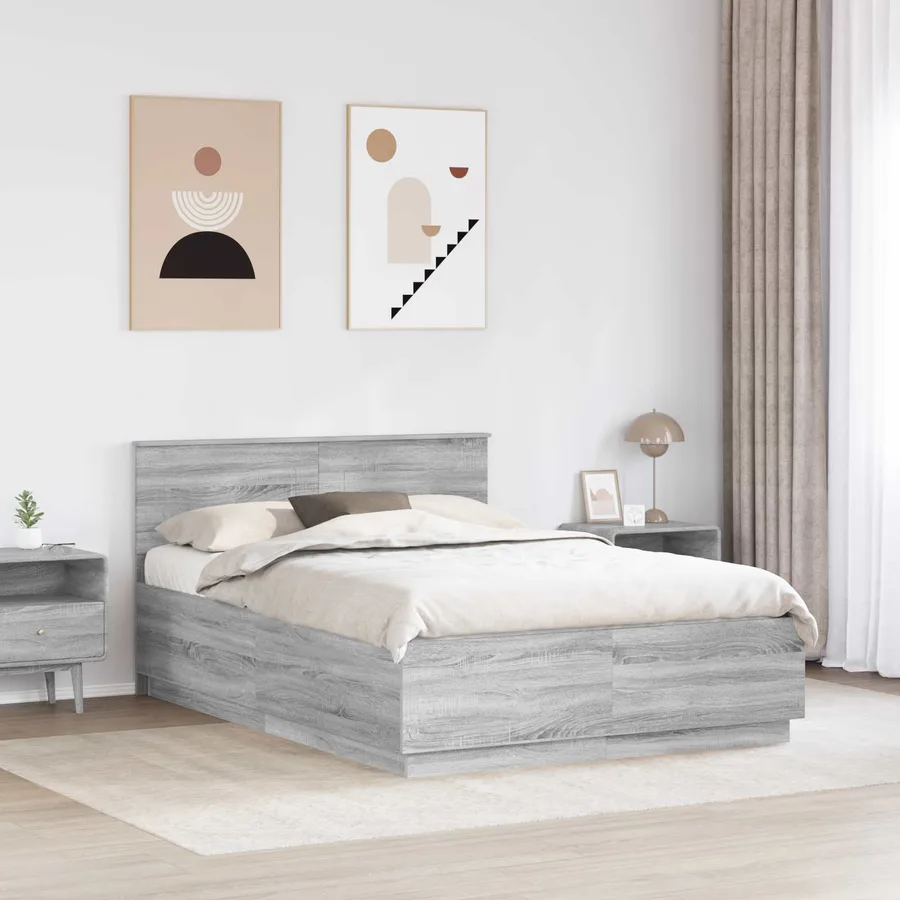 Cadre de lit Sonoma gris 150 x 200 cm Bois d'ingénierie - 3
