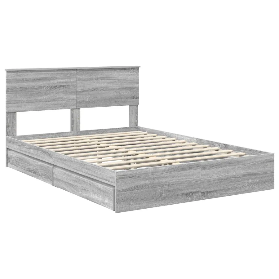 Lit de Rangement Gris Sonoma 150 x 200 cm Bois d'ingénierie - 4