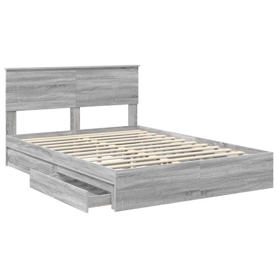 Lit de Rangement Gris Sonoma 150 x 200 cm Bois d'ingénierie - 5