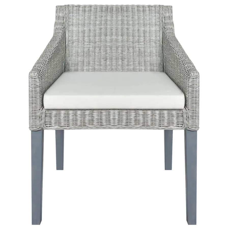 Chaise à manger avec coussin Gris Rotin naturel - 2