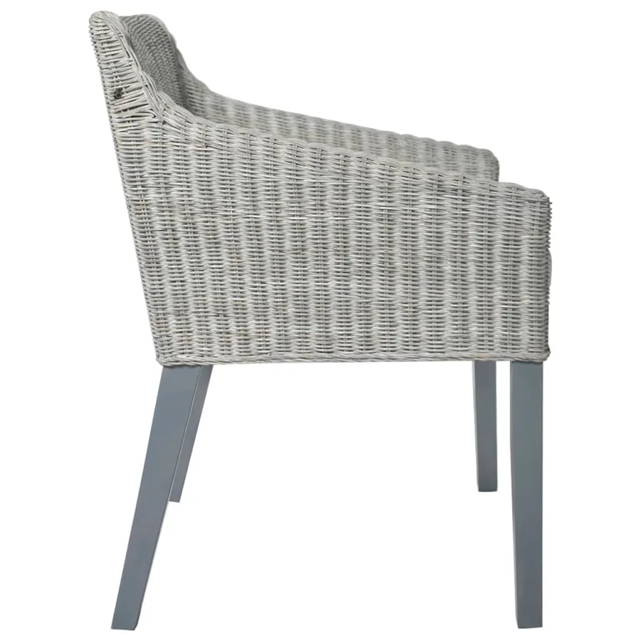 Chaise à manger avec coussin Gris Rotin naturel - 3