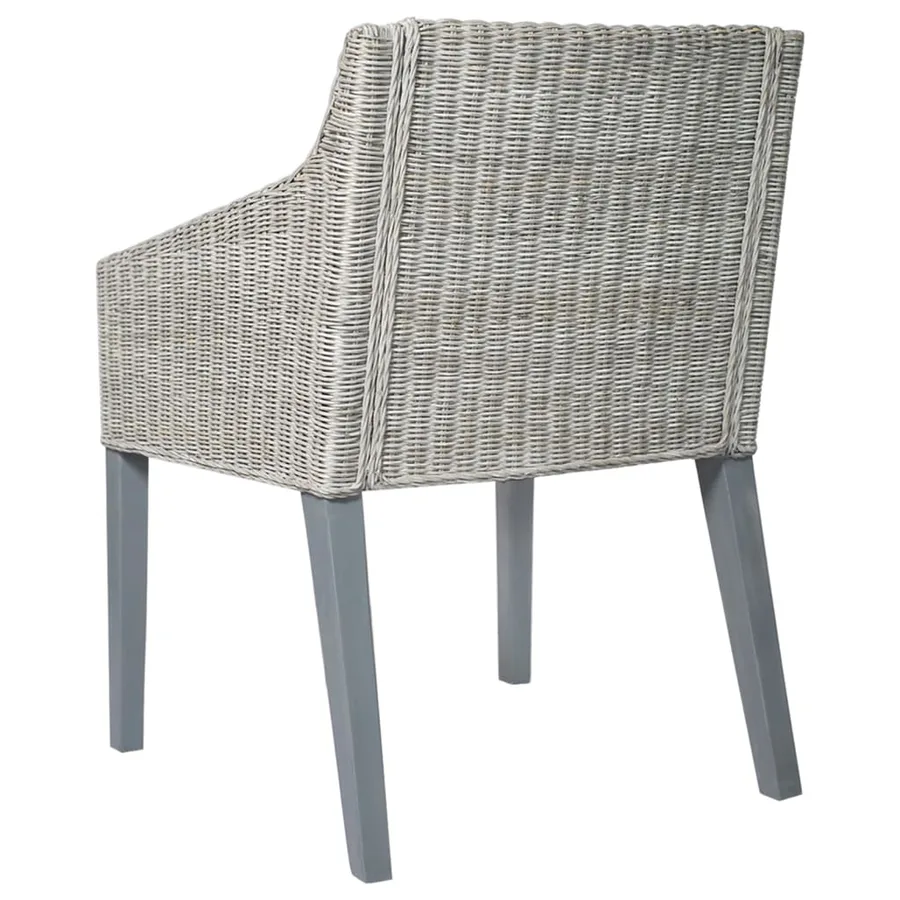 Chaise à manger avec coussin Gris Rotin naturel - 4