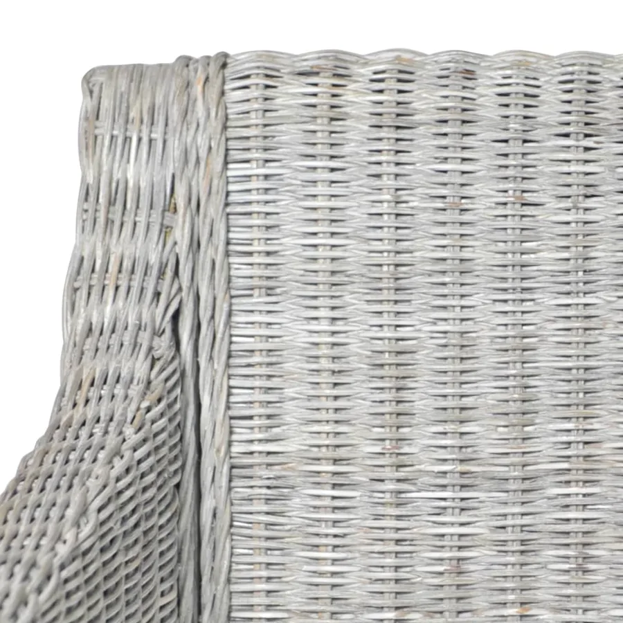 Chaise à manger avec coussin Gris Rotin naturel - 5