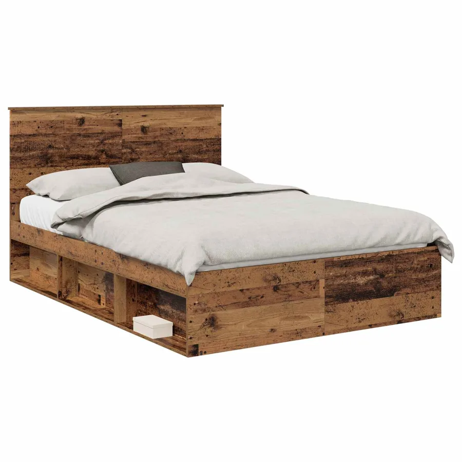 Cadre de lit Bois ancien 135 x 190 cm Bois de pin massif - 2