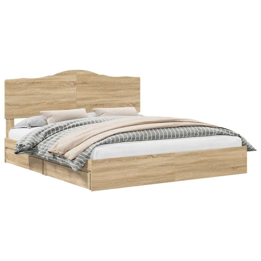 Lit de Rangement Chêne Sonoma 180 x 200 cm Bois d'ingénierie - 2