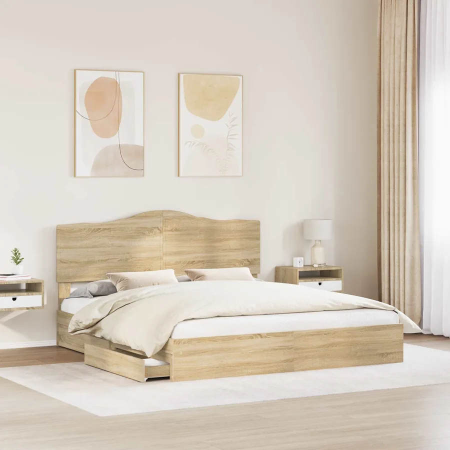 Lit de Rangement Chêne Sonoma 180 x 200 cm Bois d'ingénierie - 3