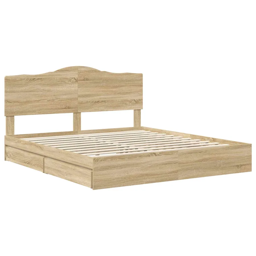 Lit de Rangement Chêne Sonoma 180 x 200 cm Bois d'ingénierie - 4