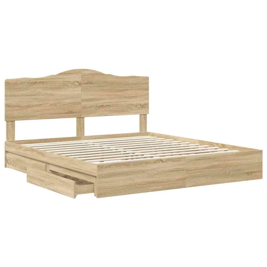 Lit de Rangement Chêne Sonoma 180 x 200 cm Bois d'ingénierie - 5