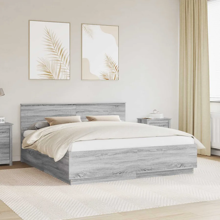 Cadre de lit Sonoma gris 200 x 200 cm Bois d'ingénierie