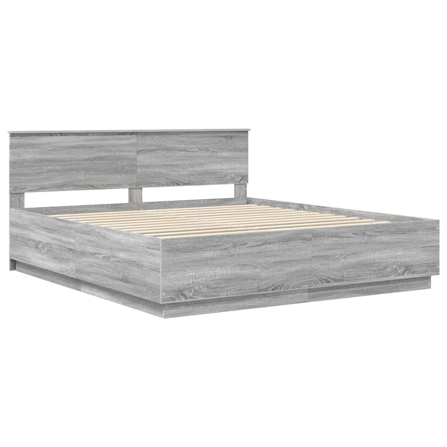 Cadre de lit Sonoma gris 200 x 200 cm Bois d'ingénierie - 4