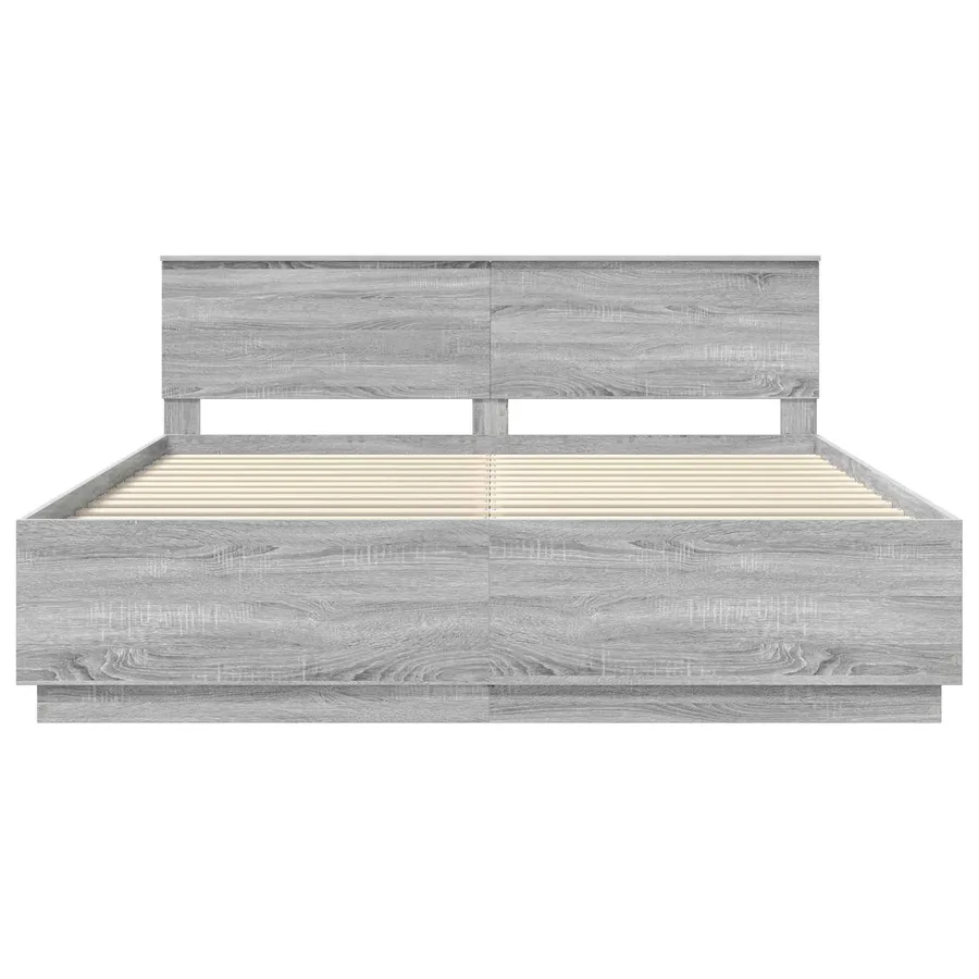 Cadre de lit Sonoma gris 200 x 200 cm Bois d'ingénierie - 7