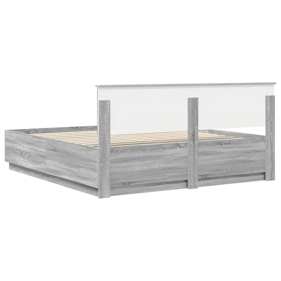 Cadre de lit Sonoma gris 200 x 200 cm Bois d'ingénierie - 9
