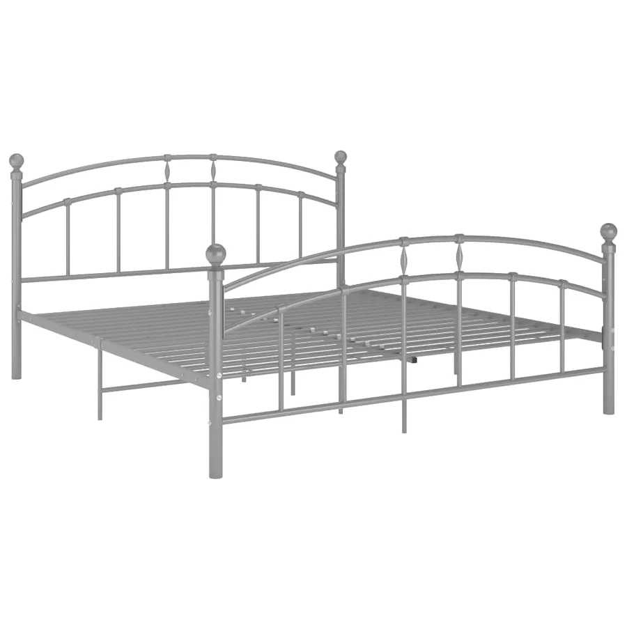 Cadre de lit sans matelas gris métal 180x200 cm - 2