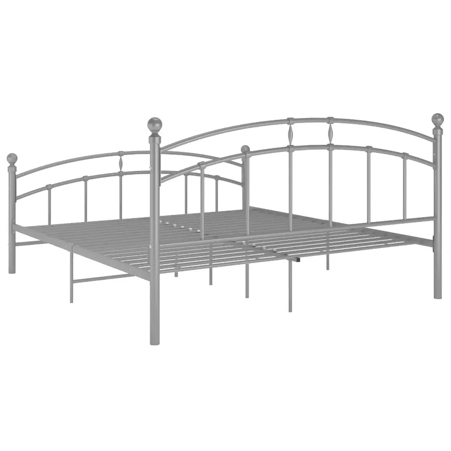 Cadre de lit sans matelas gris métal 180x200 cm - 5