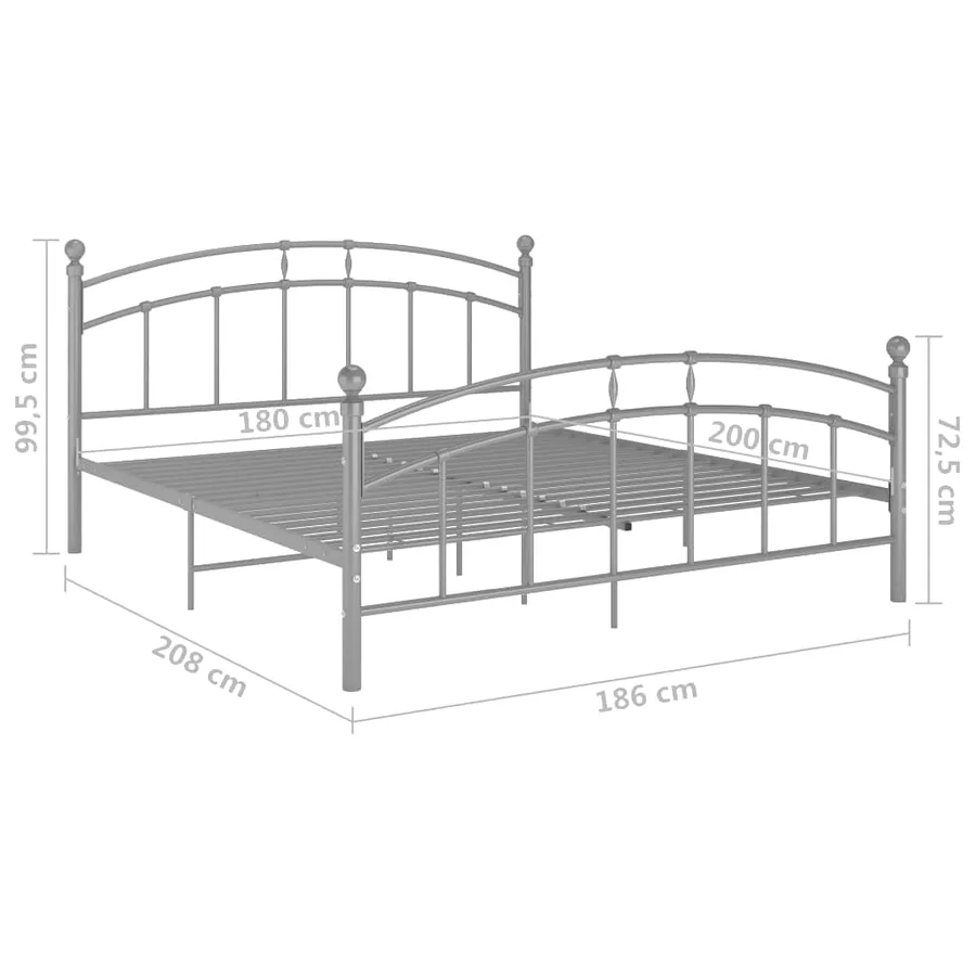 Cadre de lit sans matelas gris métal 180x200 cm - 7