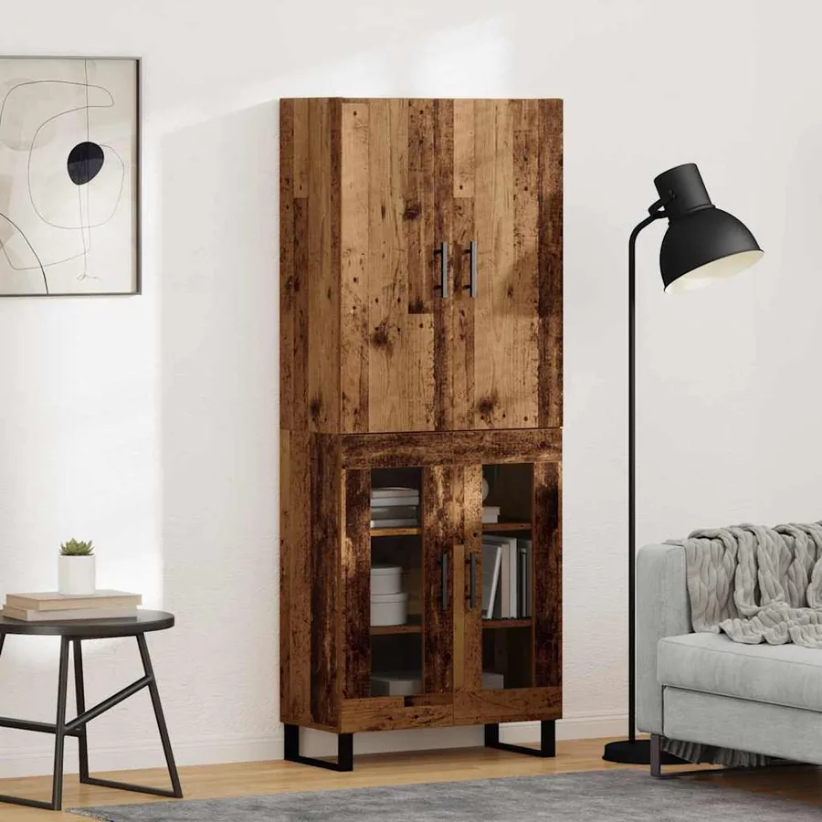Haut Armoire 2 pcs Bois Ancien 69,5 x 34 x 180 cm
