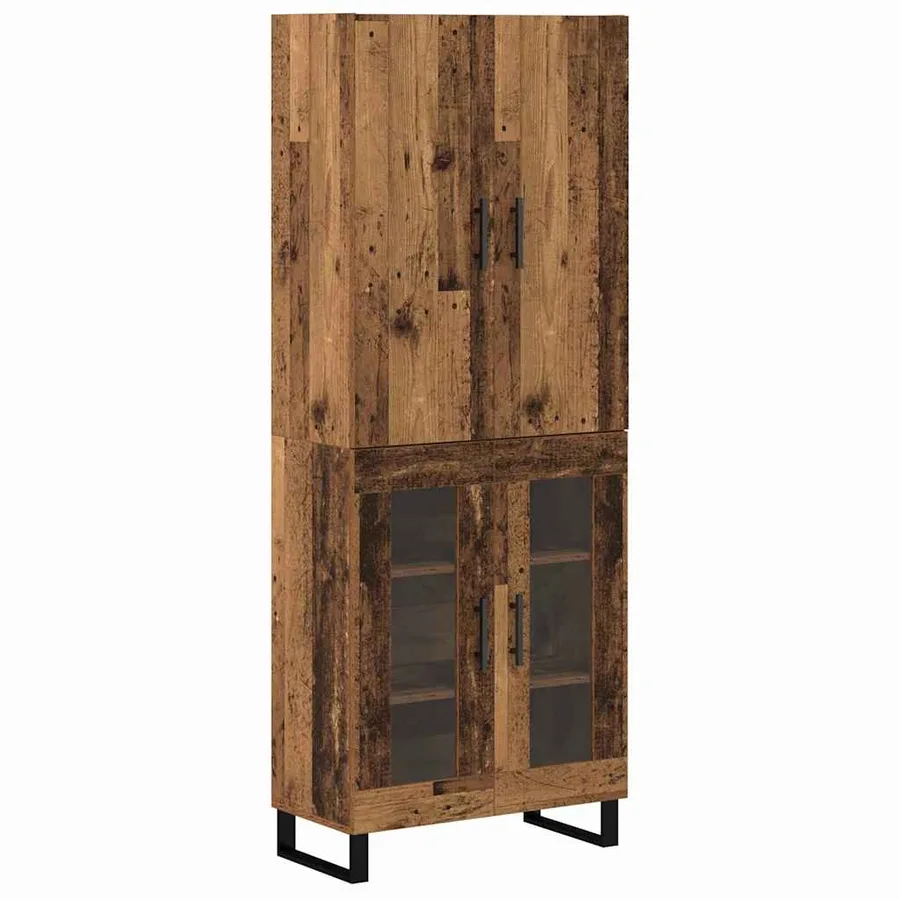 Haut Armoire 2 pcs Bois Ancien 69,5 x 34 x 180 cm - 2