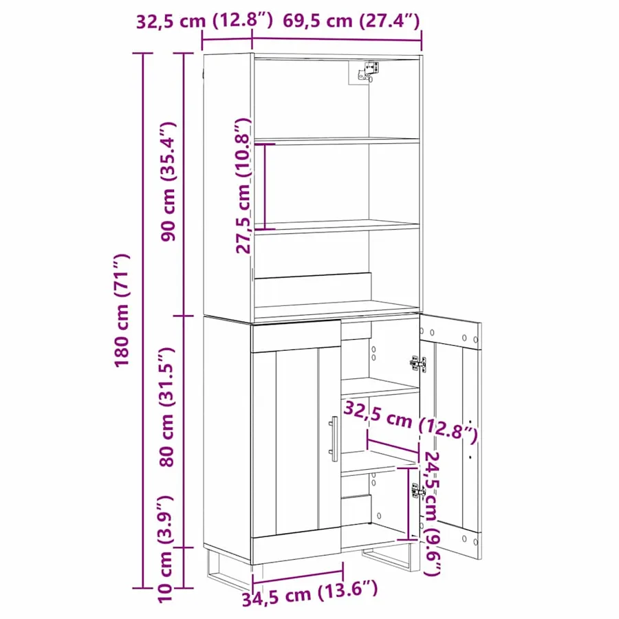 Haut Armoire 2 pcs Chêne noir Bois d'ingénierie - 15